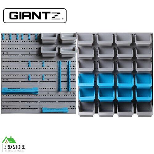 Giantz 44 Storage Bin Rack Wall-Mounted Tool Parts Garage Shelving Organiser Box