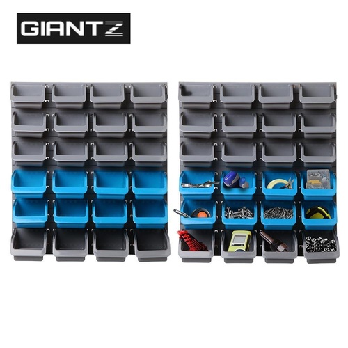 Giantz 48 Storage Bin Rack Wall-Mounted Garage Tool Parts Organiser Shelving