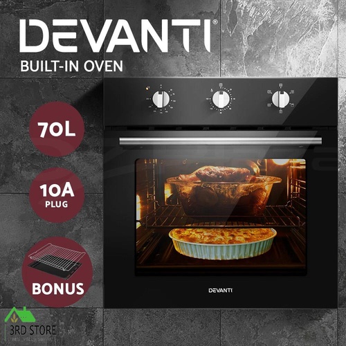 Devanti Electric Built In Wall Oven 60cm Convection Grill Ovens Stainless Steel