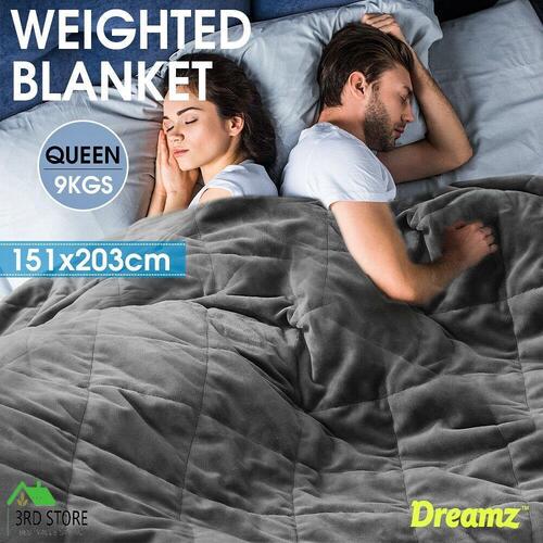 DreamZ 9KG Weighted Blanket Promote Deep Sleep Anti Anxiety Double Dark Grey