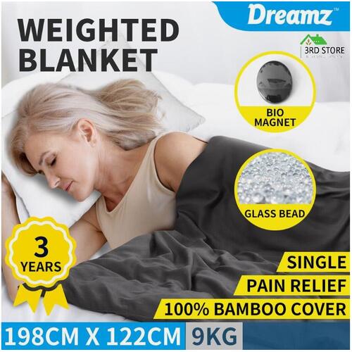 DreamZ Single Dark Grey 9kgs Polyester Weighted Blanket