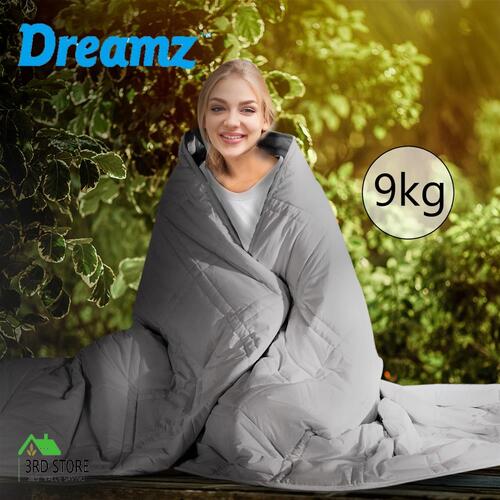 RETURNs Dreamz Weighted Blanket Cotton Heavy Gravity Adults Deep Relax Relief 9KG Grey