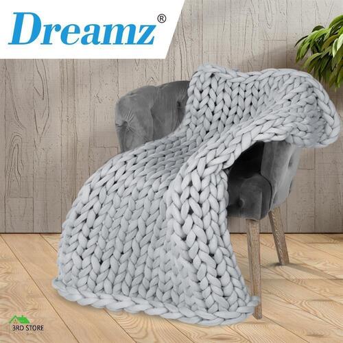 Dreamz Knitted Weighted Blanket Chunky Bulky Knit Throw Blanket 3KG Grey