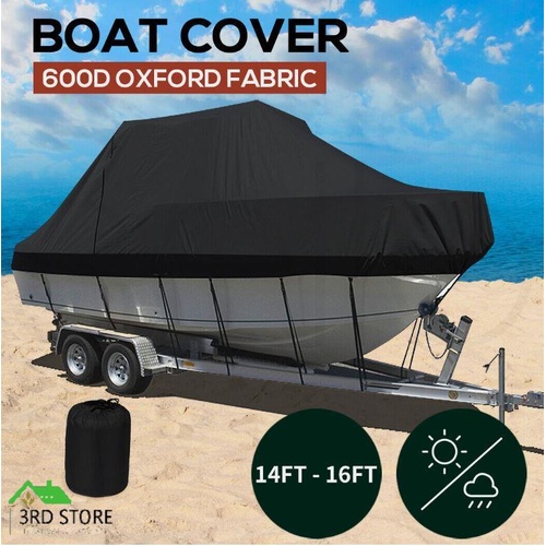 14-16 FT Boat Cover Trailerable Weatherproof 600D Jumbo Marine Heavy Duty