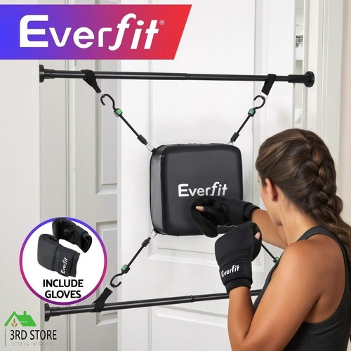 Everfit Doorway Punching Bag Adjustable Apartment Friendly with Boxing Gloves Black