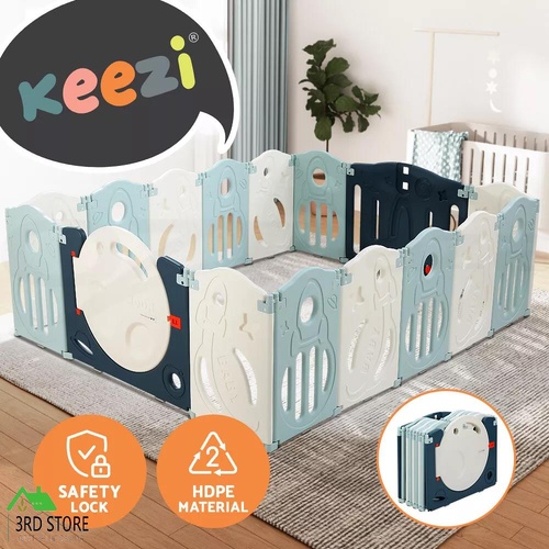 Keezi Baby Playpen 16 Panels Foldable Toddler Fence Safety Play Activity Barrier