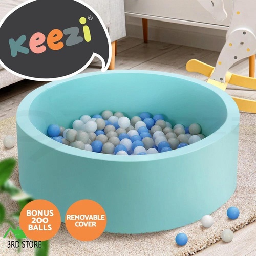 Keezi Ocean Foam Ball Pit with Balls Kids Play Pool Barrier Toys 90x30cm Blue
