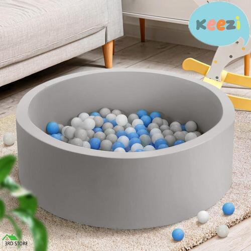 Keezi Ocean Foam Ball Pit with Balls Kids Play Pool Barrier Toys 90x30cm Grey