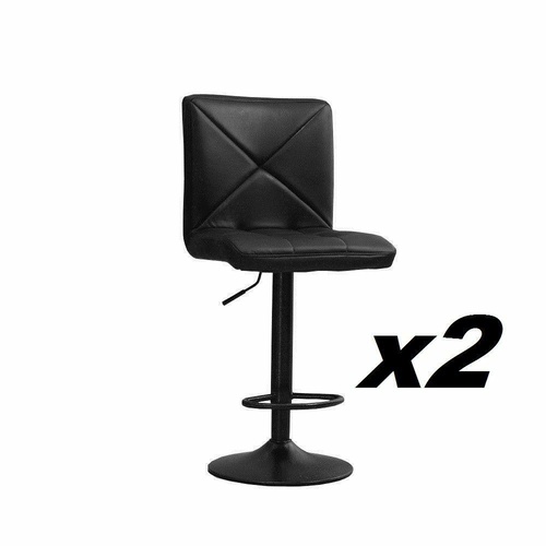 2x PU Leather Adjustable Swivel Barstool Hydraulic Chair Modern Bar Stools Black
