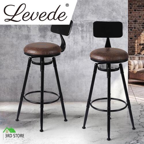 Levede Industrial Bar Stools Kitchen Stool PU Leather Barstools Swivel Chair x1