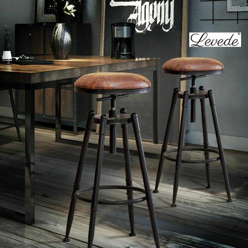 2x Levede Bar Stools Industrial Kitchen Stool Barstool Swivel Dining Chairs