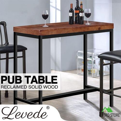 Levede High Bar Table Vintage Industrial Solid Wood Kitchen Cafe Office Desk