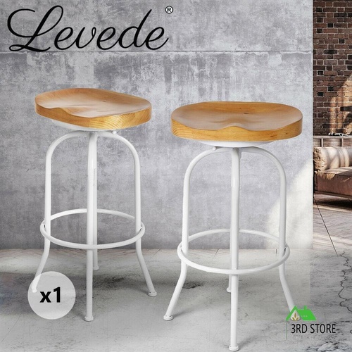 Levede 1x Industrial Bar Stool Kitchen Tractor Stool Solid Wooden Barstools