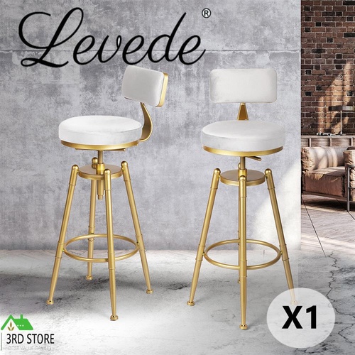Levede 1X Bar Stools Swivel Barstools Velvet Kitchen Counter Adjustable Stool