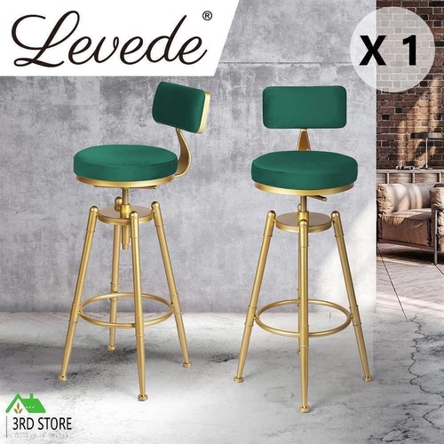 Levede 1x Bar Stools Kitchen Stool Chair Swivel Barstools Velvet Padded Seat