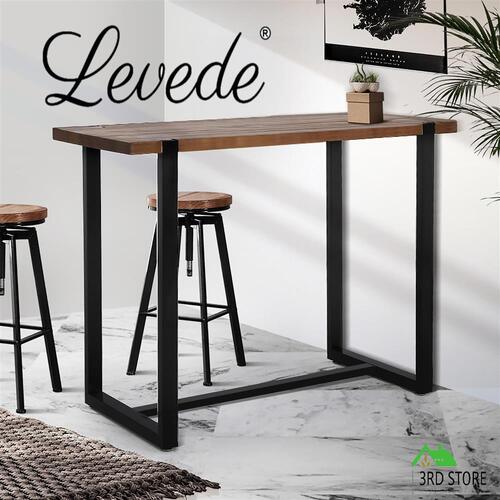 Levede High Bar Table Industrial Pub Table Solid Wood Kitchen Cafe Office Desk