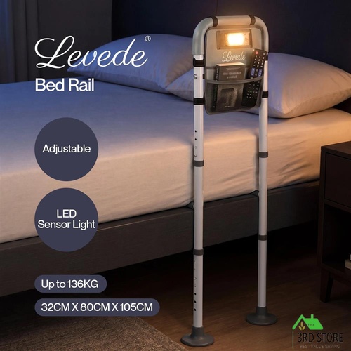 Levede Bed Rail Elderly Adjustable Safety Handle Bed Assist Motion Sensor Light