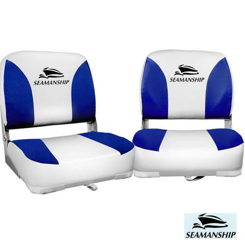 Seamanship 2X Folding Boat Seats Seat Marine Seating Set All Weather Swivel Blue