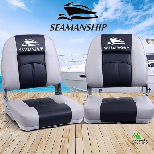 Seamanship 2X Folding Boat Seats Seat Marine Seating Set Swivels All Weather