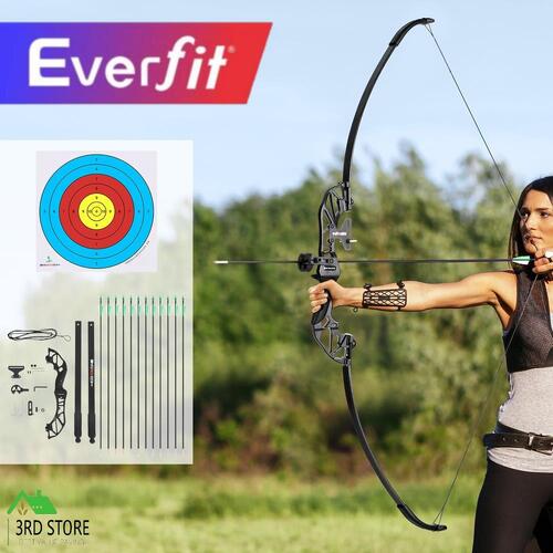 Everfit 55lbs Bow Arrow Set Recurve Takedown Archery Hunting for Beginner Green