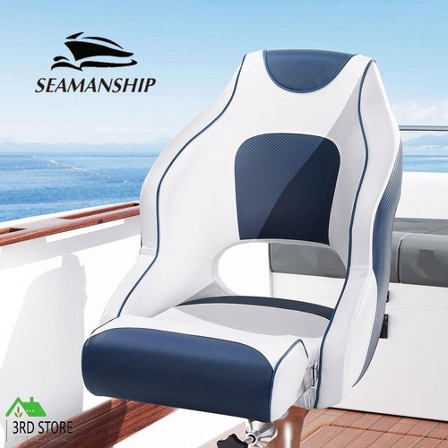 Seamanship Captain Bucket Boat Seats Helm Chair Flip Up Bolster Swivel Foam Blue
