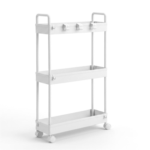 Artiss 3 Tier Slim Storage Trolley Narrow Utility Organiser Rack White
