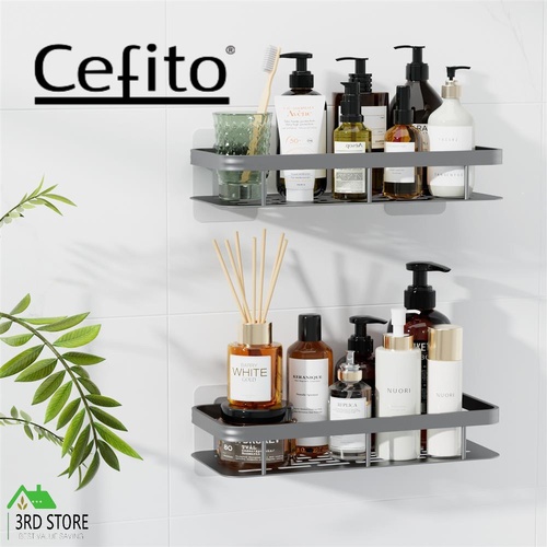 Cefito 2pcs Adhesive Storage Shelf Kitchen Organiser Rack Bathroom Caddy Shelves