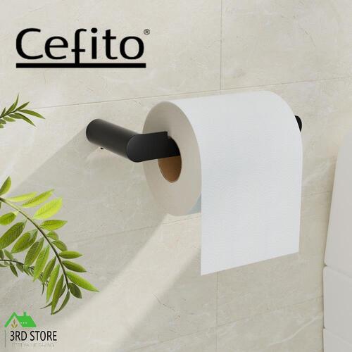Cefito Toilet Paper Roll Holder Mounted Stainless Hook Bathroom Wall Storage