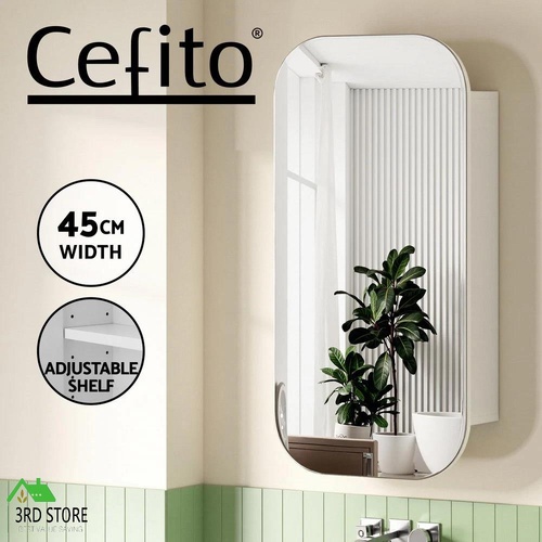 Cefito Bathroom Mirror Cabinet Medicine Shaving Arch Wall Hung 450x900mm White