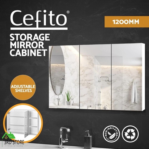 Cefito Bathroom Mirror Cabinet Vanity Medicine White Shaving Storage 1200x720mm