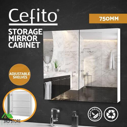 Cefito Bathroom Mirror Cabinet Shaving Vanity Medicine Storage Shelf 750mmx720mm
