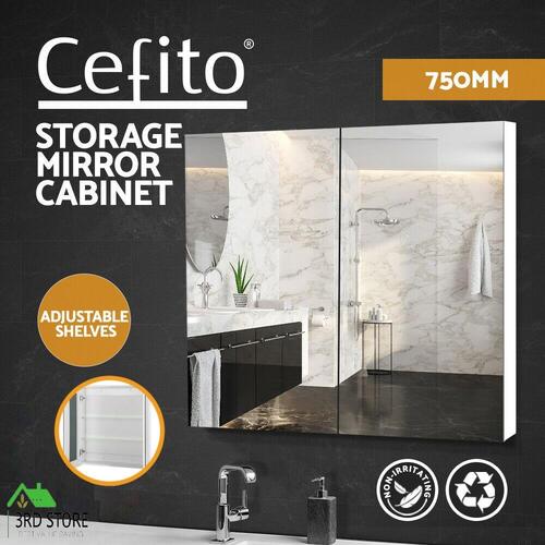 Cefito Bathroom Mirror Cabinet Shaving Vanity Medicine Storage Shelf 750mmx720mm
