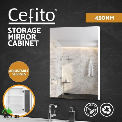 Cefito Bathroom Vanity Mirror Cabinet Medicine Shaving Storage White 450mmx720mm