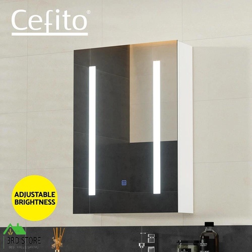 Bathroom Mirror Wall Cabinet LED Light Medicine Makeup Storage Shelves Organiser