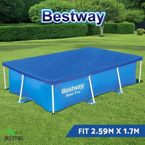 Bestway Pool Cover 264x174cm Rectangle Swimming Pool PE Shelter Fits 259x170cm Pools