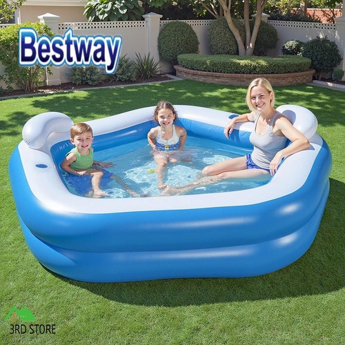 Bestway Kids Inflatable Pool Above Ground Pools Seat Cushions Cup Holder 213x206cm