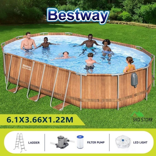 Bestway Swimming Pool Steel Frame Luxury Pool & SPA Massage Set 6.1x3.66x1.22m