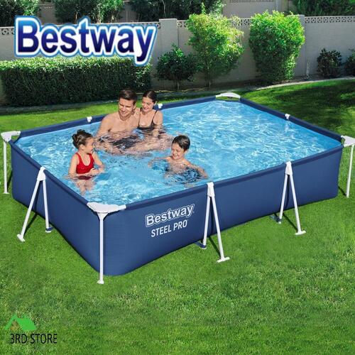 Bestway 3m Large Family Above Ground Swimming Pool Rectangular Steel Frame Kit