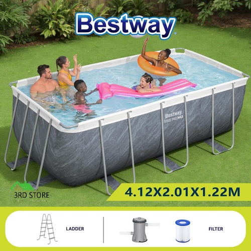 Bestway Swimming Pool 412x201x122cm Steel Frame Pool Set w/Pump Ladder