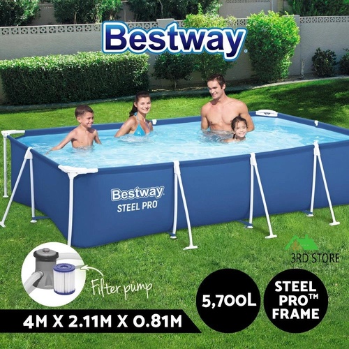 Bestway Swimming Pool 4M Above Ground Pools Pumps Steel Frame Filter Pump