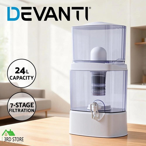 RETURNs Devanti Benchtop Water Filter 24L Gravity Multi-Stage BPA-Free Home Camping