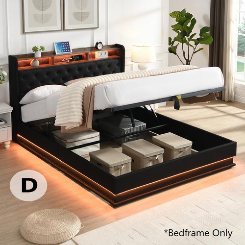 Lawrence Gas Lift Storage Bed with LED