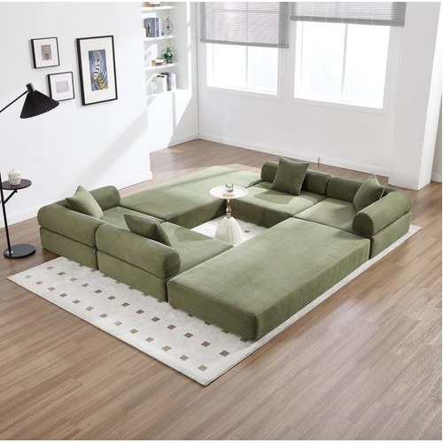 HOMEFUN Corduroy Upholstered Convertible Folding Sofa Bed with Fixed Frame and P