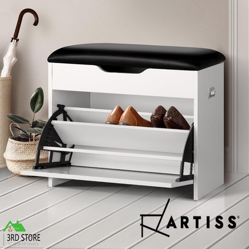 Artiss Shoe Rack Storage Cabinet Bench Organiser Storage Cupboard 3-tier White