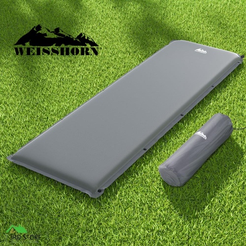 Weisshorn Self Inflating Mattress 6CM Camping Sleeping Mat Air Bed Single Grey