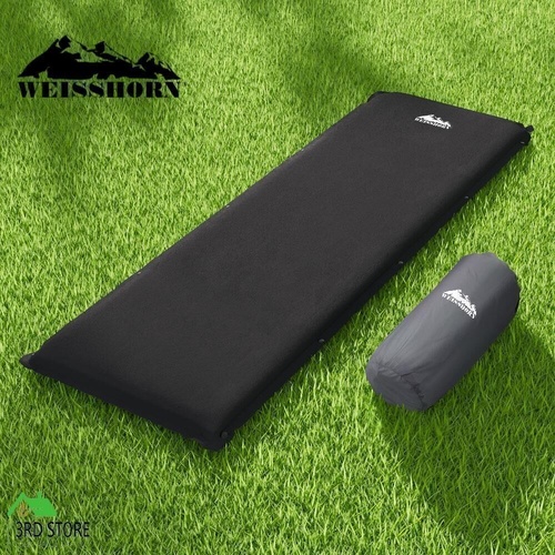 Weisshorn Self Inflating Mattress 9.5CM Camping Sleeping Air Bed Single Black