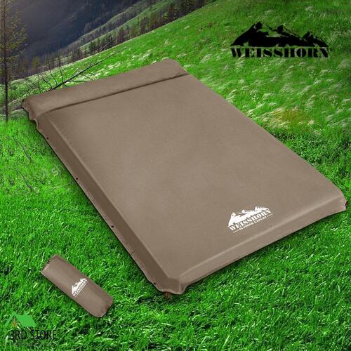 Weisshorn Self Inflating Mattress Camping Sleeping Mat Air Bed Pad Double Coffee