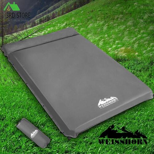 Weisshorn Self Inflating Mattress Camp Sleeping Mat Air Bed Pad Double Grey 10CM