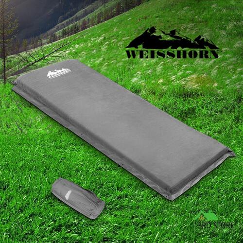 Weisshorn Self Inflating Mattress Camping Sleeping Mat Air Bed Pad Single Grey