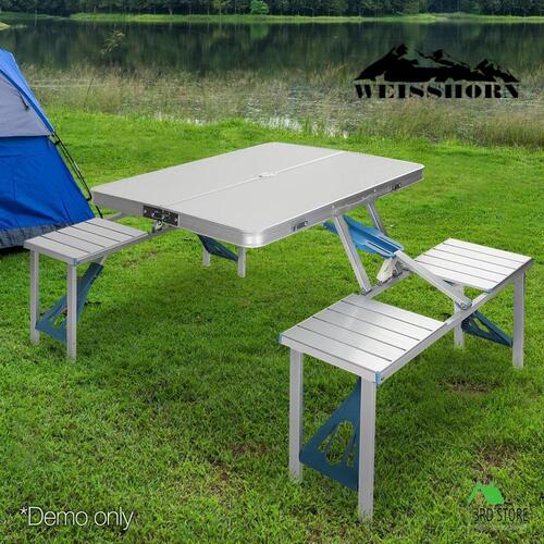 Weisshorn Folding Camping Table and Chairs Set Portable Outdoor Picnic Beach BBQ